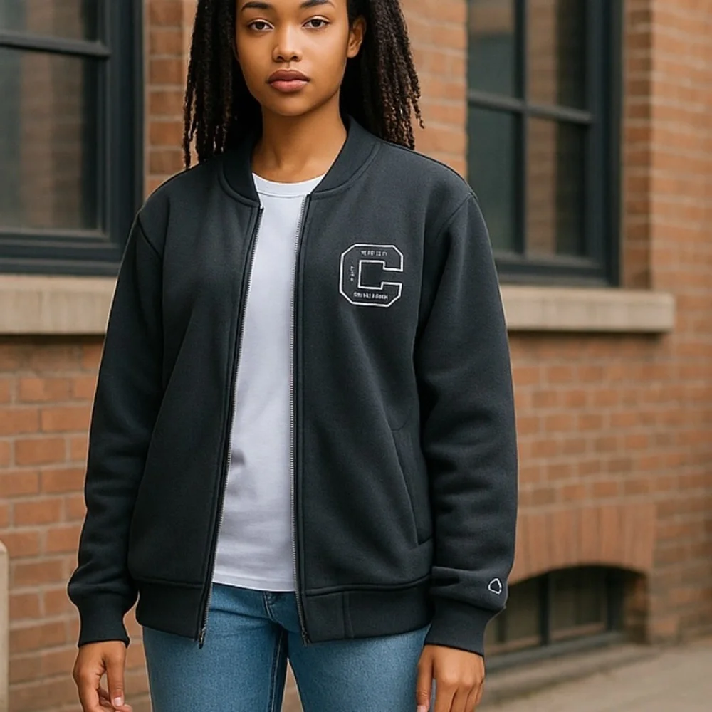 Champion | Heritage Black Full Zip Jacket Small Unisex Fleece - Picture 5 of 9